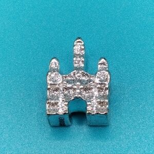 Disney World Princess Castle Silver Tone Crystal Rhinestones 3/4" Charm